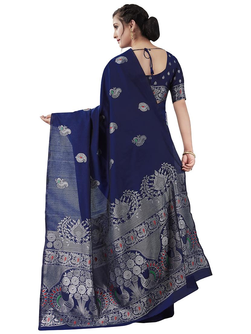 jacquard woven saree with blouse - 17549317 - Zoom Image - 2