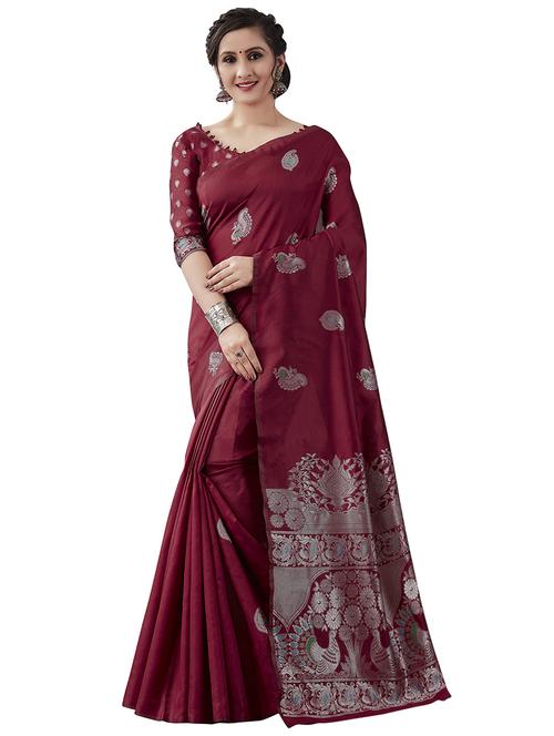 jacquard woven saree with blouse - 17549318 - Standard Image - 1