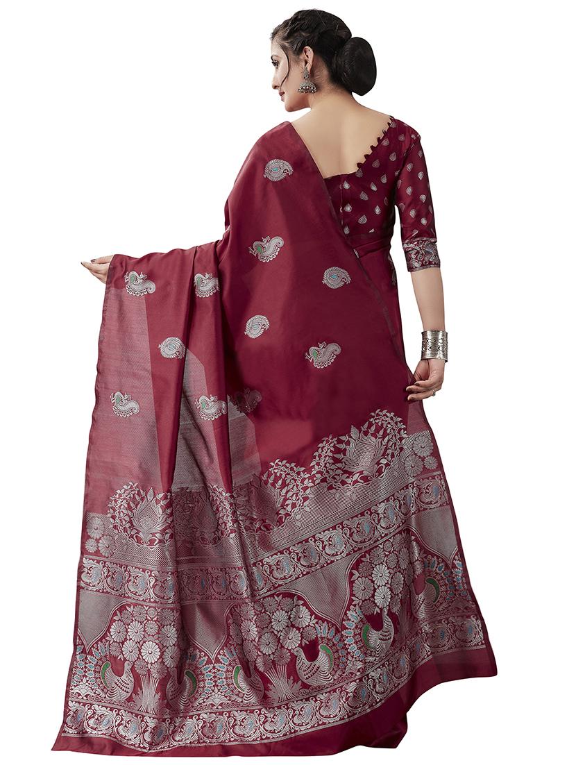jacquard woven saree with blouse - 17549318 - Zoom Image - 2