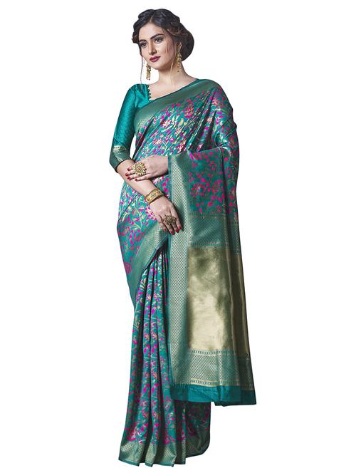 jacquard woven saree with blouse - 17549322 - Standard Image - 1