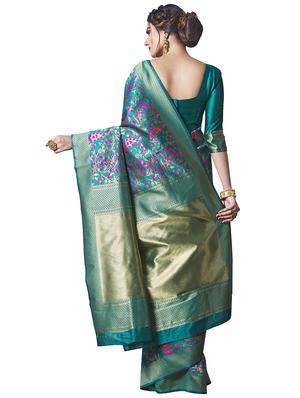 jacquard woven saree with blouse - 17549322 - Standard Image - 2
