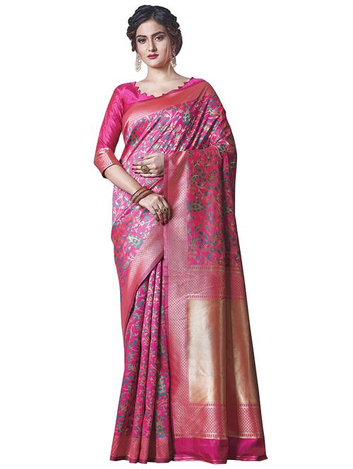 jacquard woven saree with blouse - 17549324 - Standard Image - 1