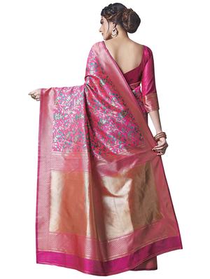 jacquard woven saree with blouse - 17549324 - Standard Image - 2