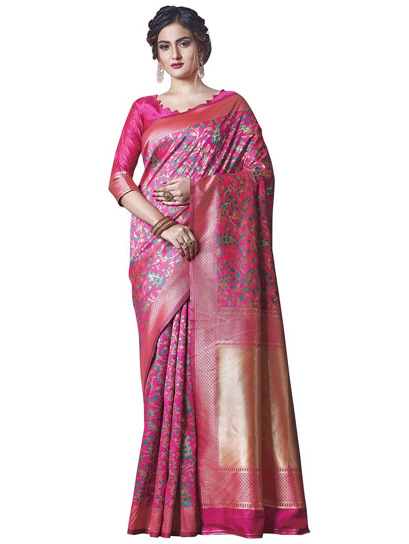 jacquard woven saree with blouse - 17549324 - Zoom Image - 1