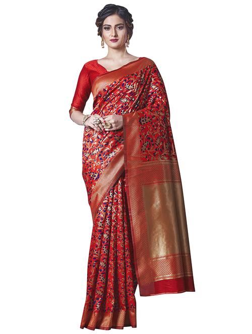 jacquard woven saree with blouse - 17549325 - Standard Image - 1