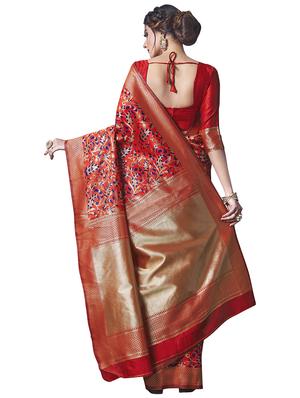 jacquard woven saree with blouse - 17549325 - Standard Image - 2