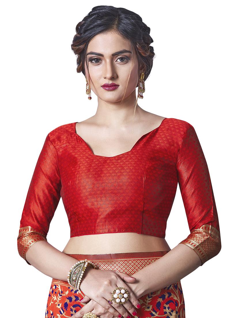 jacquard woven saree with blouse - 17549325 - Zoom Image - 3