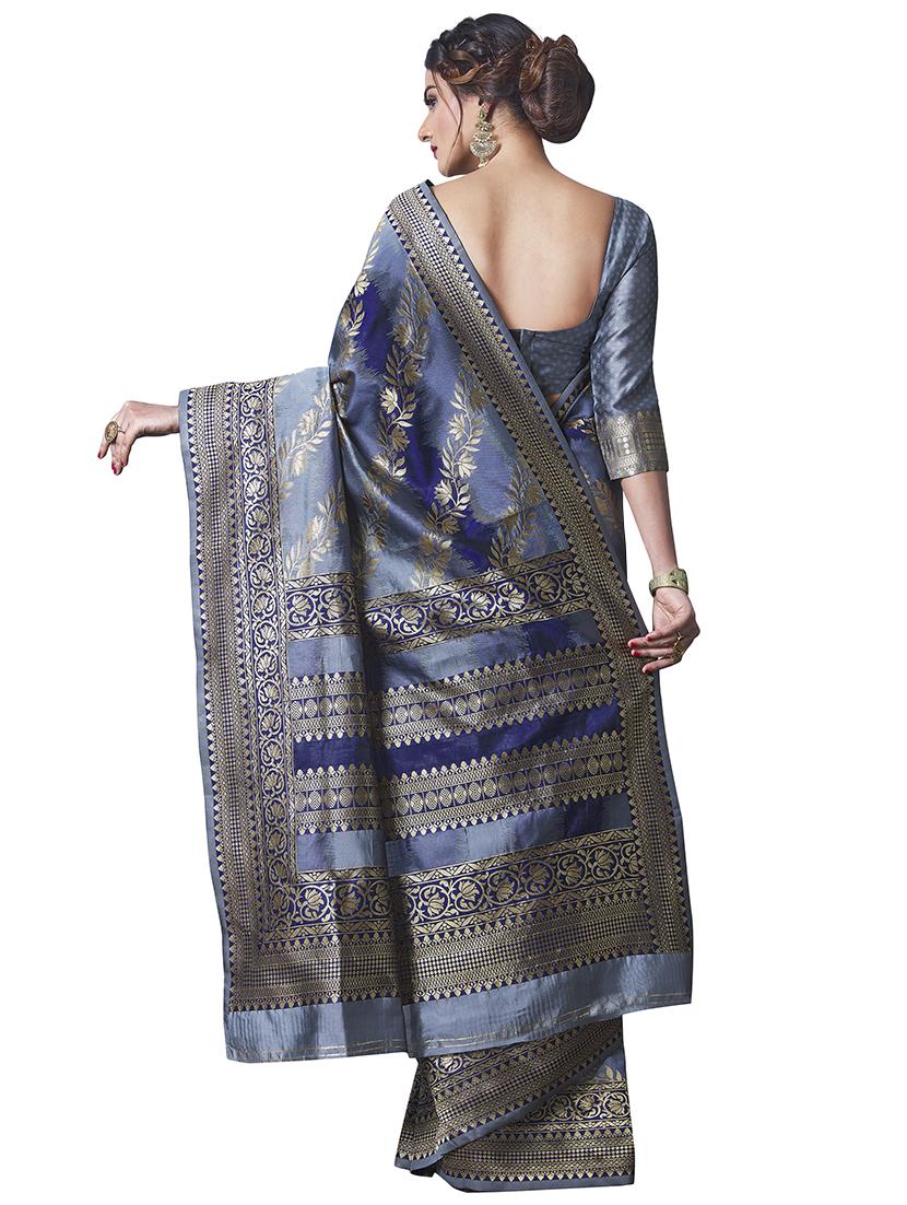 jacquard woven saree with blouse - 17549327 - Zoom Image - 2