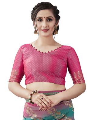 jacquard woven saree with blouse - 17549328 - Standard Image - 3