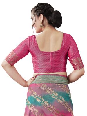 jacquard woven saree with blouse - 17549328 - Standard Image - 4