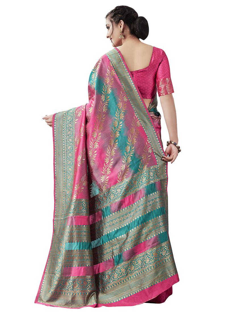 jacquard woven saree with blouse - 17549328 - Zoom Image - 2