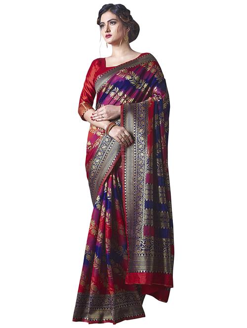 jacquard woven saree with blouse - 17549329 - Standard Image - 1