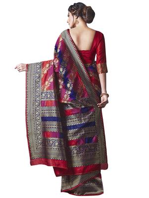 jacquard woven saree with blouse - 17549329 - Standard Image - 2