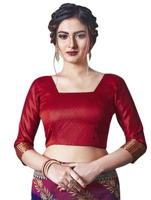 jacquard woven saree with blouse - 17549329 - Standard Image - 3
