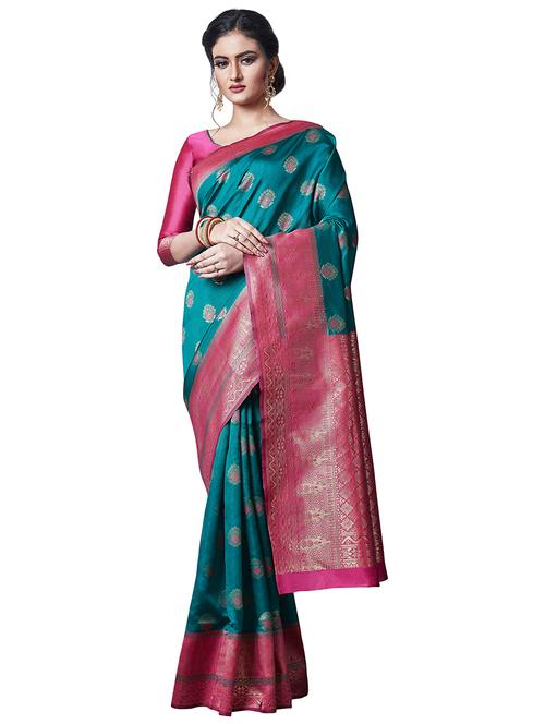 jacquard banarasi saree with blouse - 17549331 - Very Small Image - 1