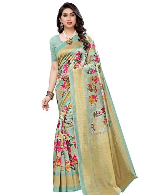 floral printed saree with blouse - 17549334 - Standard Image - 1
