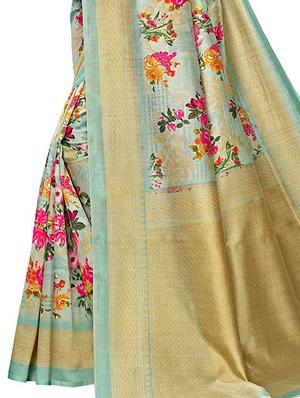 floral printed saree with blouse - 17549334 - Standard Image - 3