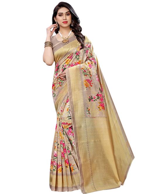 floral printed saree with blouse - 17549335 - Standard Image - 1
