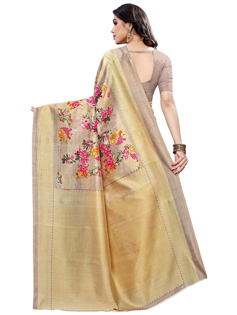 floral printed saree with blouse - 17549335 - Zoom Image - 2
