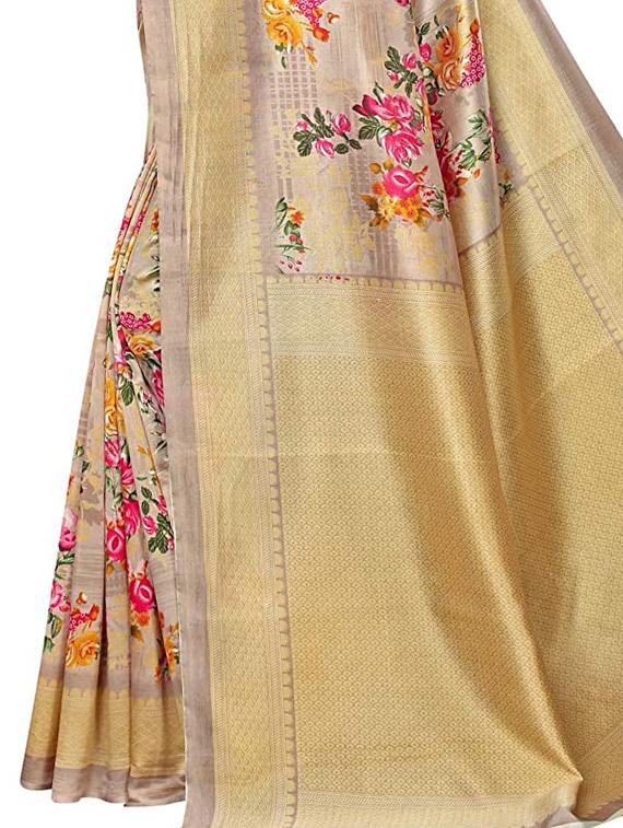 floral printed saree with blouse - 17549335 - Zoom Image - 3