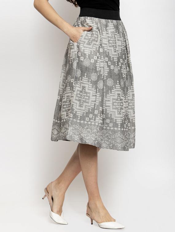high rise printed a-line skirt - 17549355 - Zoom Image - 2