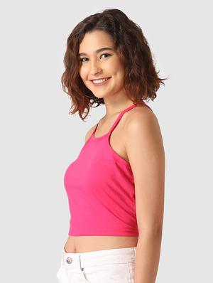 cami neck solid crop top - 17549411 - Standard Image - 2