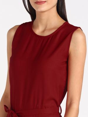 tie front solid jumpsuit - 17549419 - Standard Image - 4