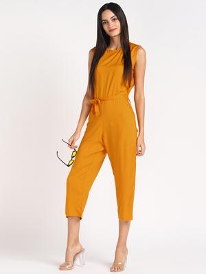 tie front solid jumpsuit - 17549420 - Standard Image - 3