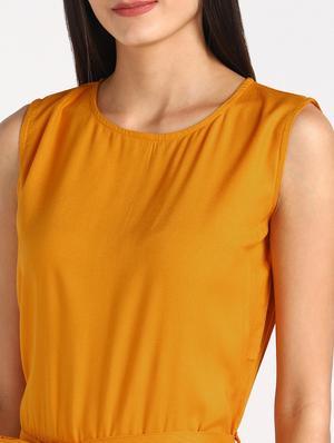 tie front solid jumpsuit - 17549420 - Standard Image - 4