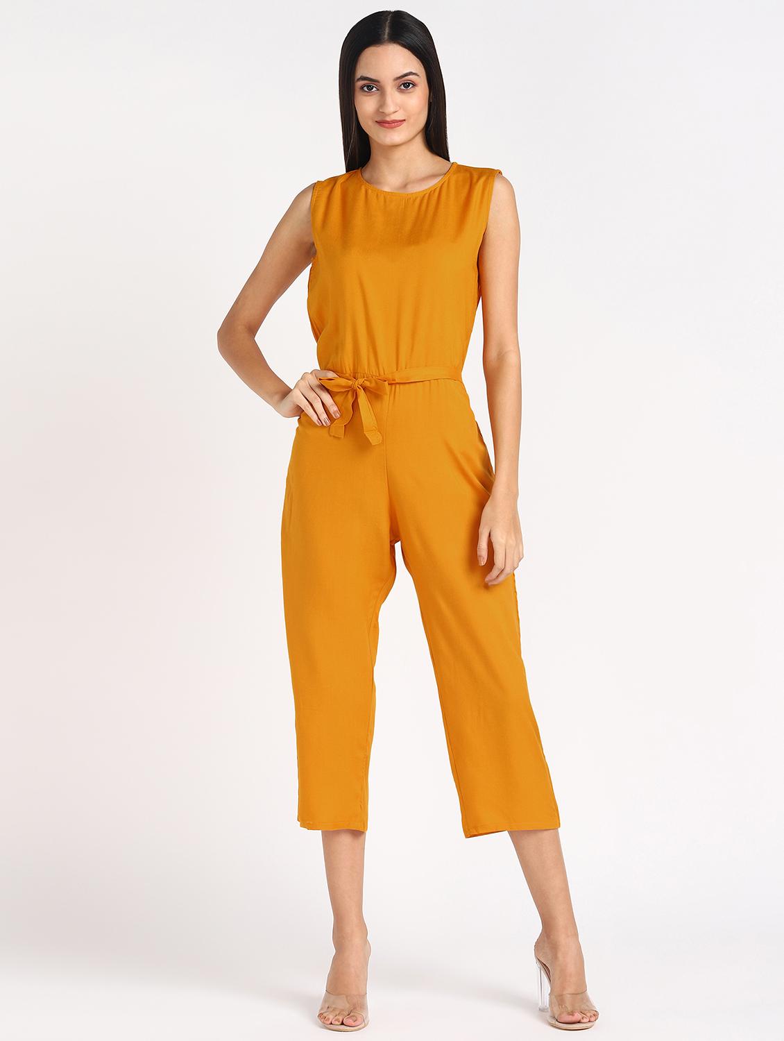 tie front solid jumpsuit - 17549420 - Zoom Image - 1