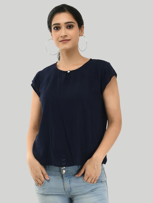 key hole neck solid top - 17549425 - Standard Image - 1