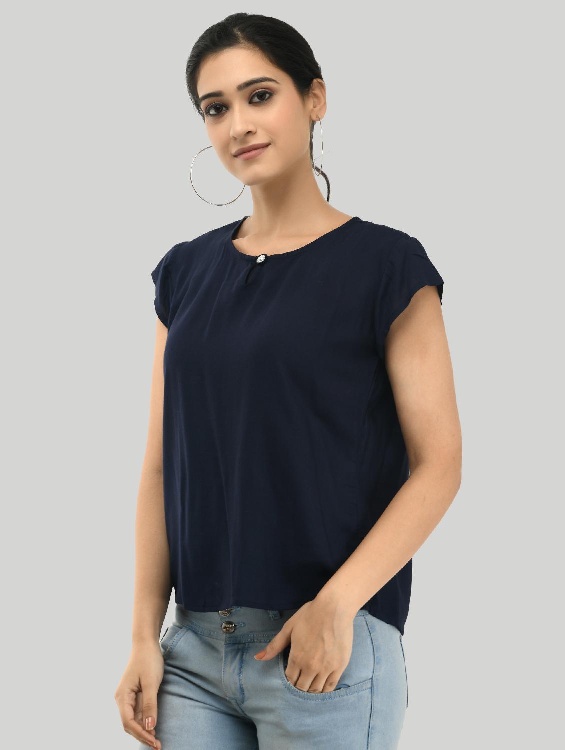 key hole neck solid top - 17549425 - Zoom Image - 2