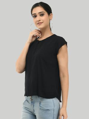 key hole neck solid top - 17549426 - Standard Image - 2
