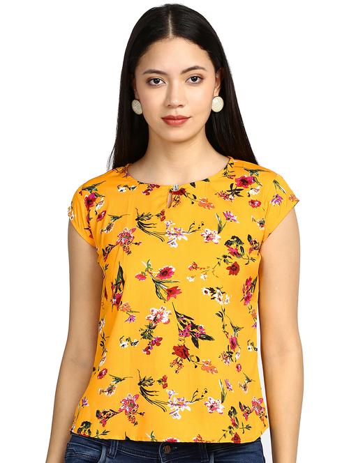 key hole neck floral top - 17549428 - Standard Image - 1