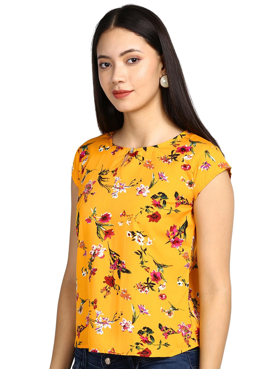 key hole neck floral top - 17549428 - Zoom Image - 2