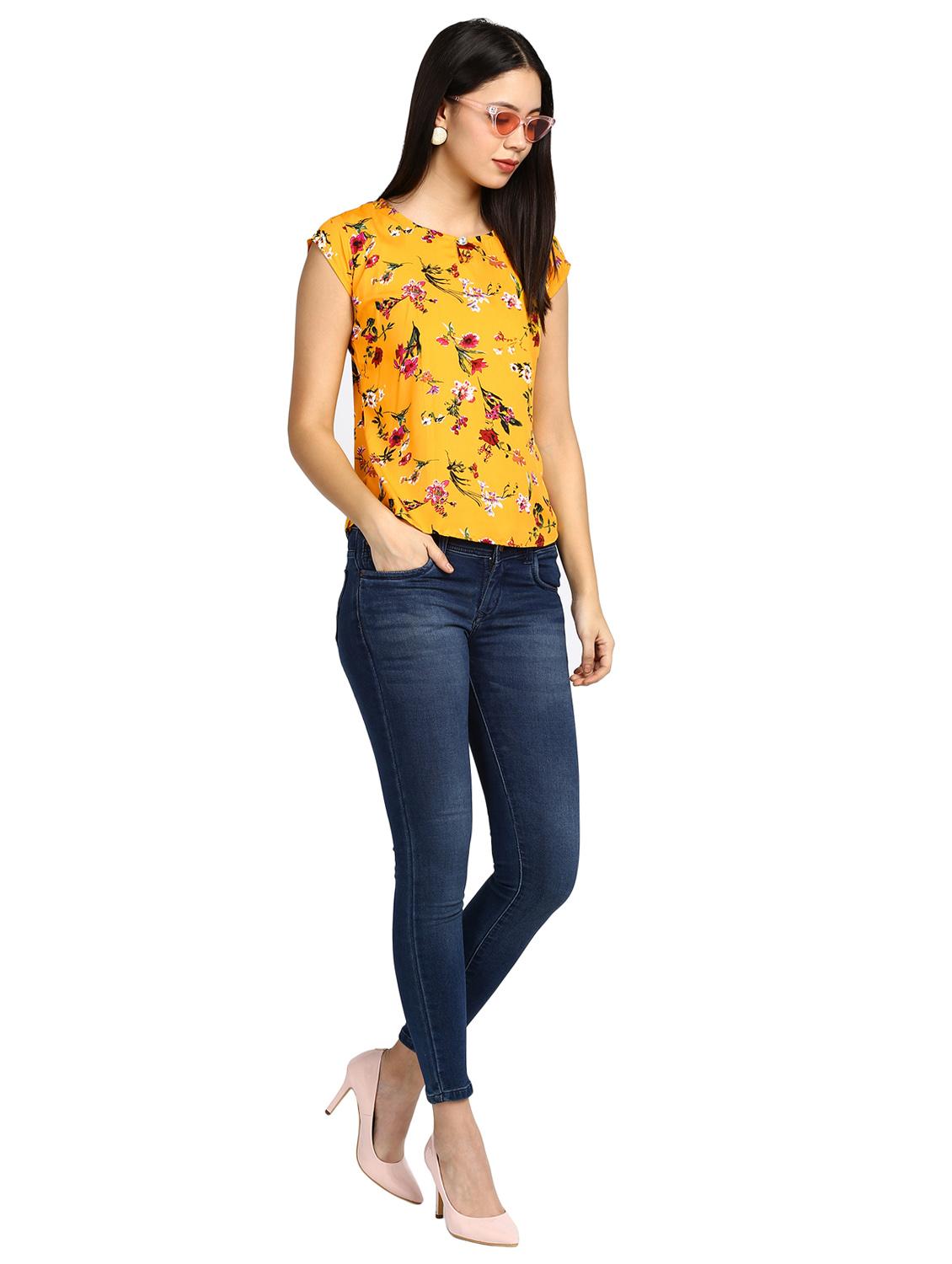 key hole neck floral top - 17549428 - Zoom Image - 4