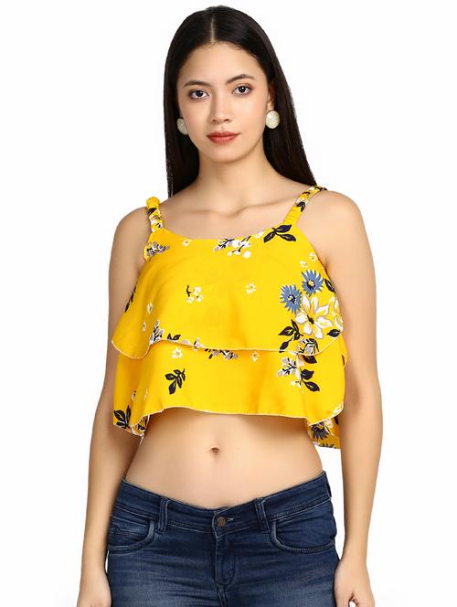 floral ruffled crop top - 17549433 - Standard Image - 1