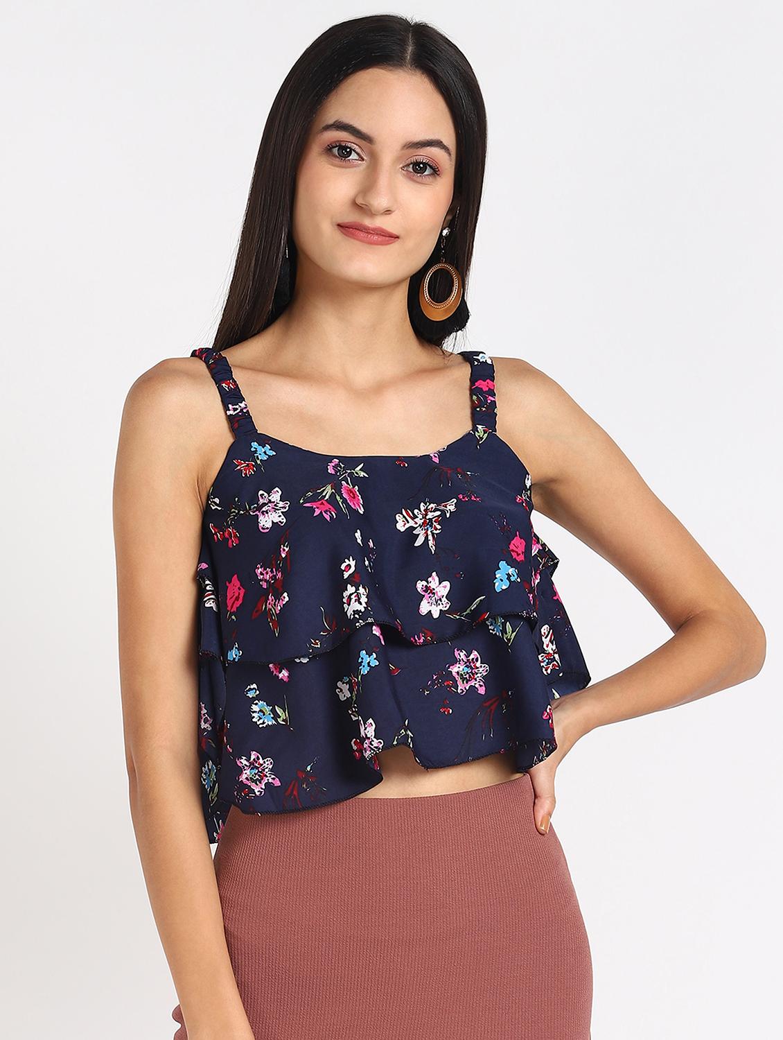 cami neck floral crop top - 17549439 - Zoom Image - 1