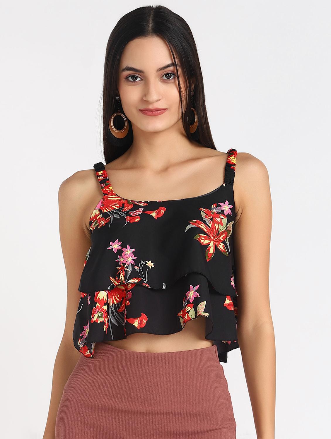 cami neck floral crop top - 17549440 - Zoom Image - 1