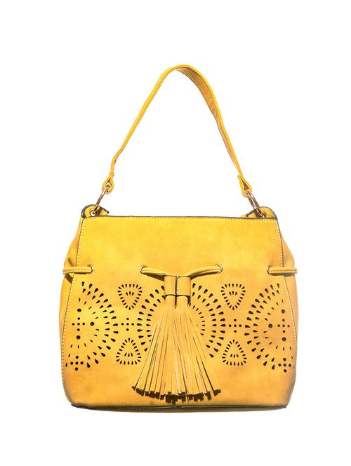 yellow cotton polyester blend regular handbag - 17549470 - Standard Image - 1