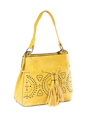 yellow cotton polyester blend regular handbag - 17549470 - Standard Image - 4