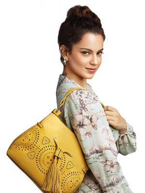 yellow cotton polyester blend regular handbag - 17549470 - Standard Image - 5