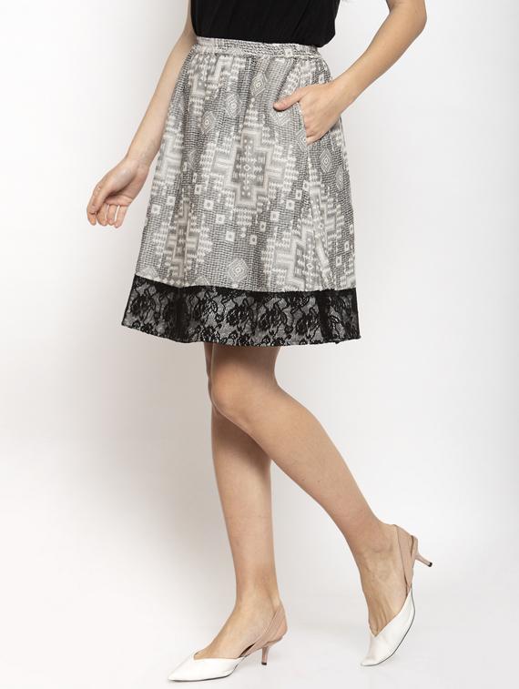 high rise printed a-line skirt - 17549644 - Zoom Image - 2