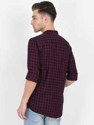 navy blue checkered casual shirt - 17549653 - Standard Image - 3