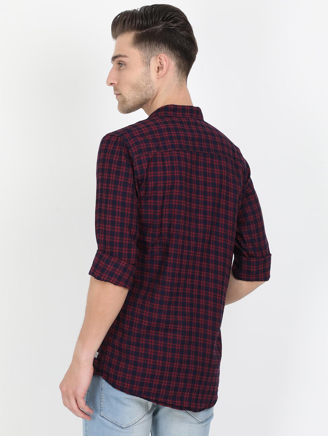 navy blue checkered casual shirt - 17549653 - Zoom Image - 3