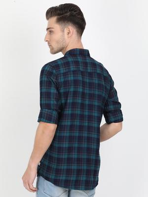 navy blue checkered casual shirt - 17549654 - Standard Image - 3