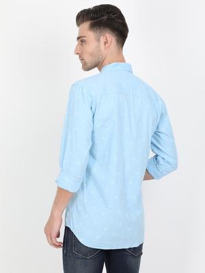 light blue printed casual shirt - 17549655 - Standard Image - 2