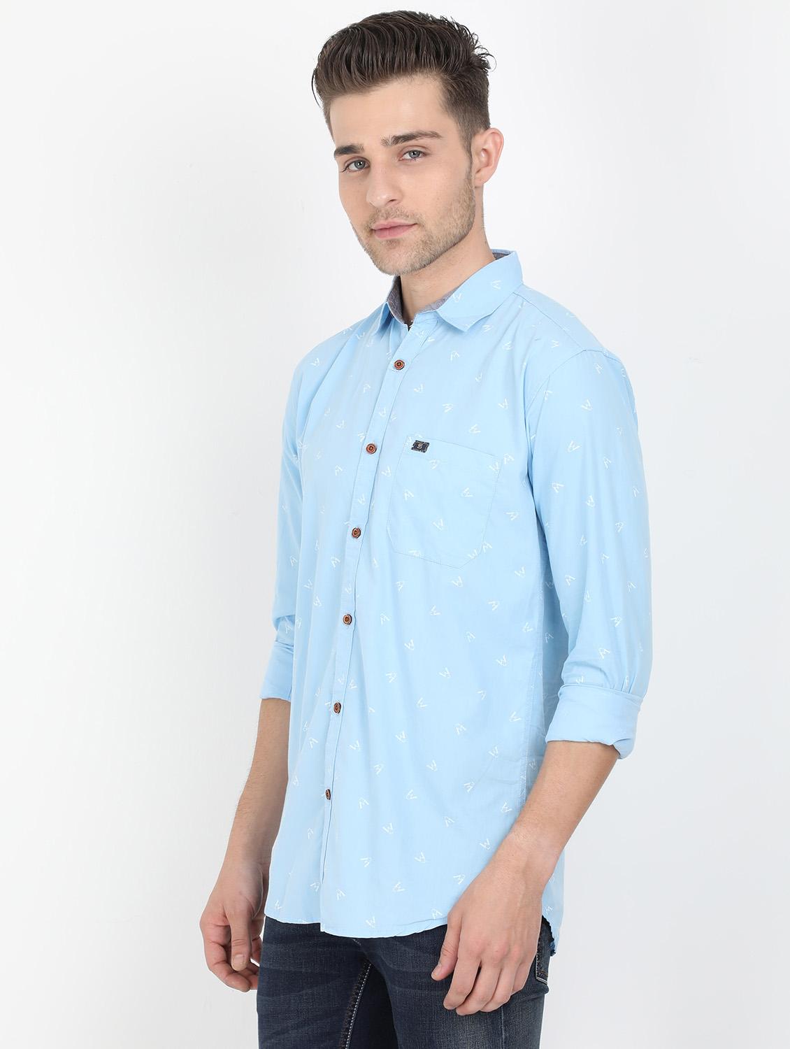 light blue printed casual shirt - 17549655 - Zoom Image - 1