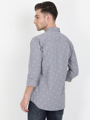 grey printed casual shirt - 17549657 - Standard Image - 2