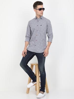 grey printed casual shirt - 17549657 - Standard Image - 3